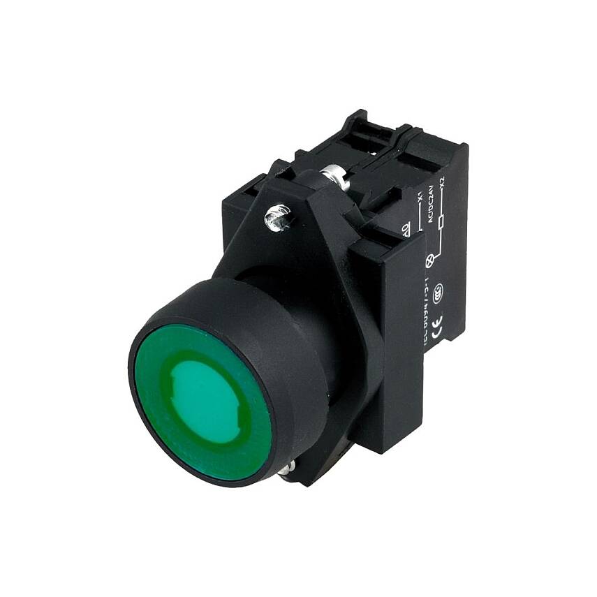 Siemens 3SB6116-0DB40-1BA0 Işıklı Buton Yeşil 1 Na 230V Ac (Plastik Seri) - 1