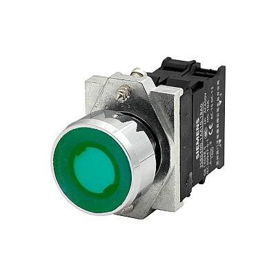 Siemens 3SB6166-0DB40-1BA0 Işıklı Buton Yeşil 1 Nk 230V Ac - 1