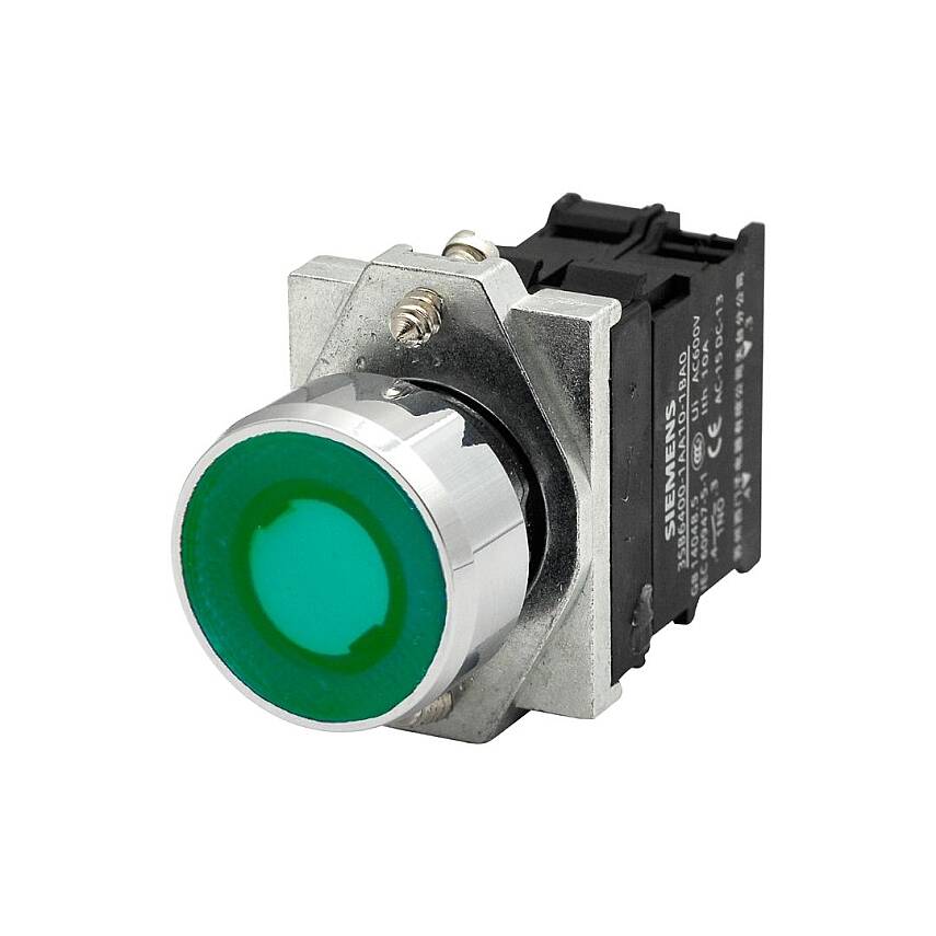 Siemens 3SB6166-0DB40-1BA0 Işıklı Buton Yeşil 1 Nk 230V Ac - 1