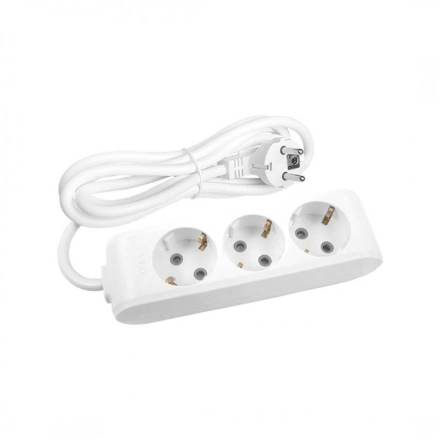 Viko 90113303 Multi-Let Üçlü Grup Priz Toprakli Çocuk Korumali Kablolu 3 Metre Beyaz - 1
